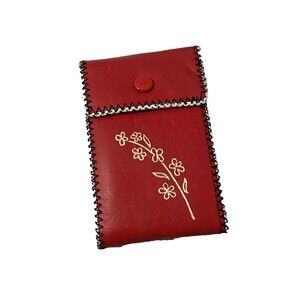 Vintage 1960’s Small Child's Souvenir Red Leather Wallet Top Grain Cowhide